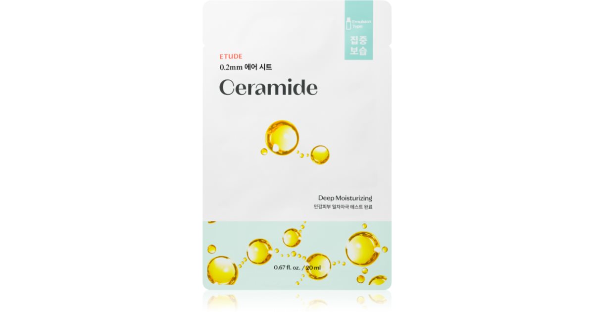 ETUDE 0.2 Therapy Air Ceramide Hydrating Fabric Face Mask to Restore Skin Barrier 20ml