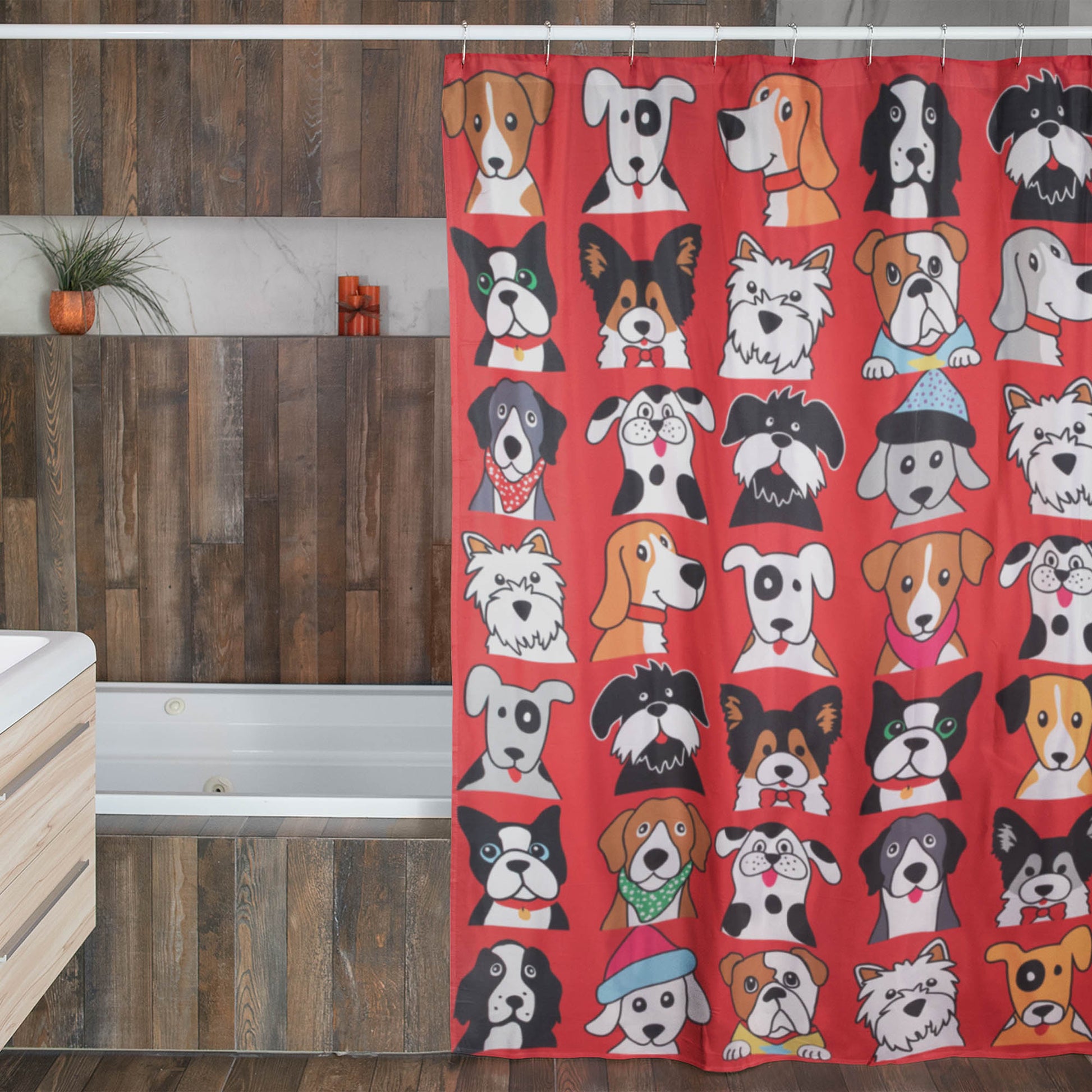 Pawsitively Pretty Shower Curtain with 12 Hooks - Pet Portrait - Dog