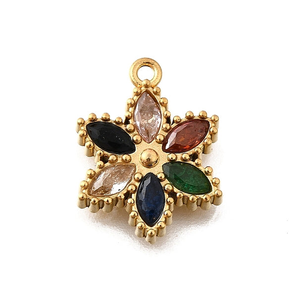 304 Edelstahl Micro Pave Zirkonia Anhänger Charms