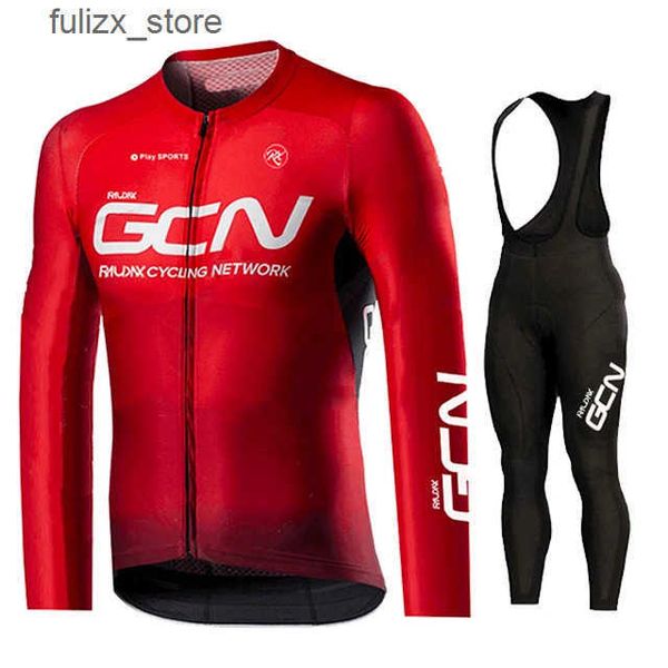 Cycling Jersey Sets Gcn Red Pro Cycling Jersey Set Long Sleeve Cycling Clothing MTB Maillot Bicycle Sportswear Road Bike Uniform 2024 L24091