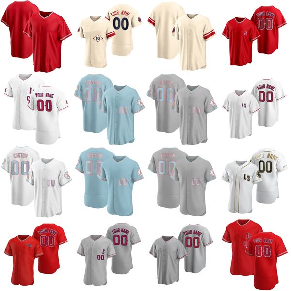 new Custom 17 Shohei Ohtani Baseball Jerseys Mike Trout Anthony Rendon Jose Quijada Carlos Estevez Jose Suarez Jaime Barria Davidson Detmers