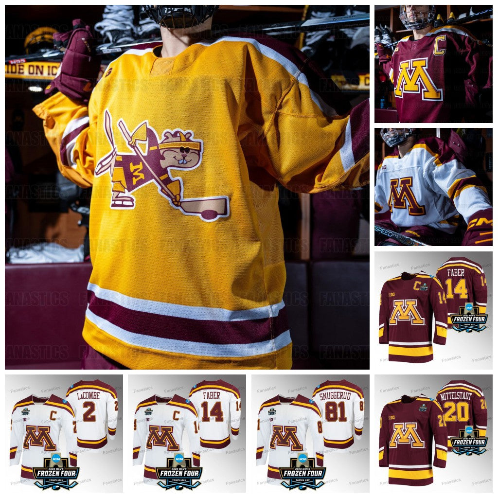 2023 24 Minnesota Golden Gophers Hockey Jersey Jackson LaCombe Brock Faber Jaxon Nelson Snerud Luke Mittelstadt Matthew Knies