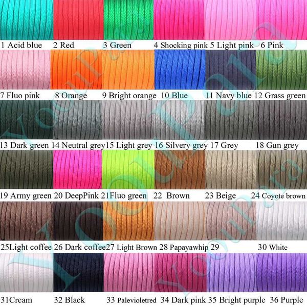 252 colors Paracord 550 Paracord Parachute Cord Lanyard Rope Mil Spec Type III 7Str00FT Climbing Cam survival equipmentXJ241220