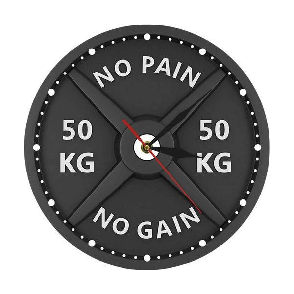 New Arrival 50kg 3D barbell wall clock gym wall clock silent 12 no tick decoration circular battery operated watch for living room and bedro