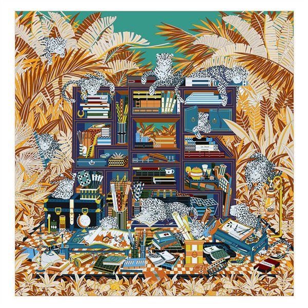 Silk Scarf Women Makeup Cabinet Cheetah Printing Square Scarves Fashion Head Echarpes Silk Foulards Femme Wraps Beach Shawls Bandana Lady Hi