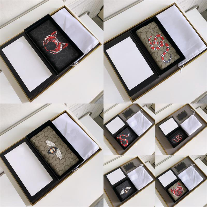 Men Animal Designers Fashion Short Wallet Leather Black Snake Tiger Bee Women Luxury Purse Card Holders With Gift Box Top Quality