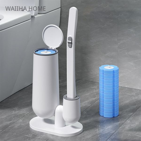 Toothbrush Holders Disposable Toilet Brush Bathroom Long Handle Cleaner Tool No Dead Corner Replacement Head And Plunger Set 230710
