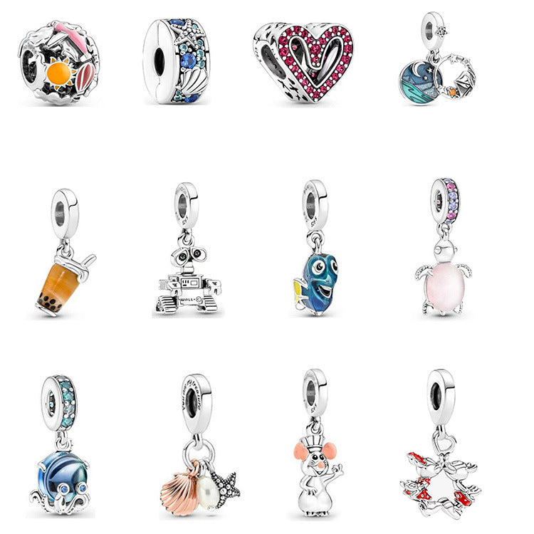 925 Pounds Silver New Fashion Charm Wave and Bubble Underwater World Pendant New DIY Beads