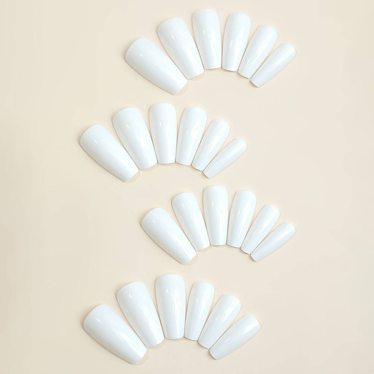 TEMU 24pcs Glossy White Press On Nails Medium Ballerina Fake Nails Minimalist Classical Solid Cover Fake Nails For Women Girls, 1sheet Jelly Glue And