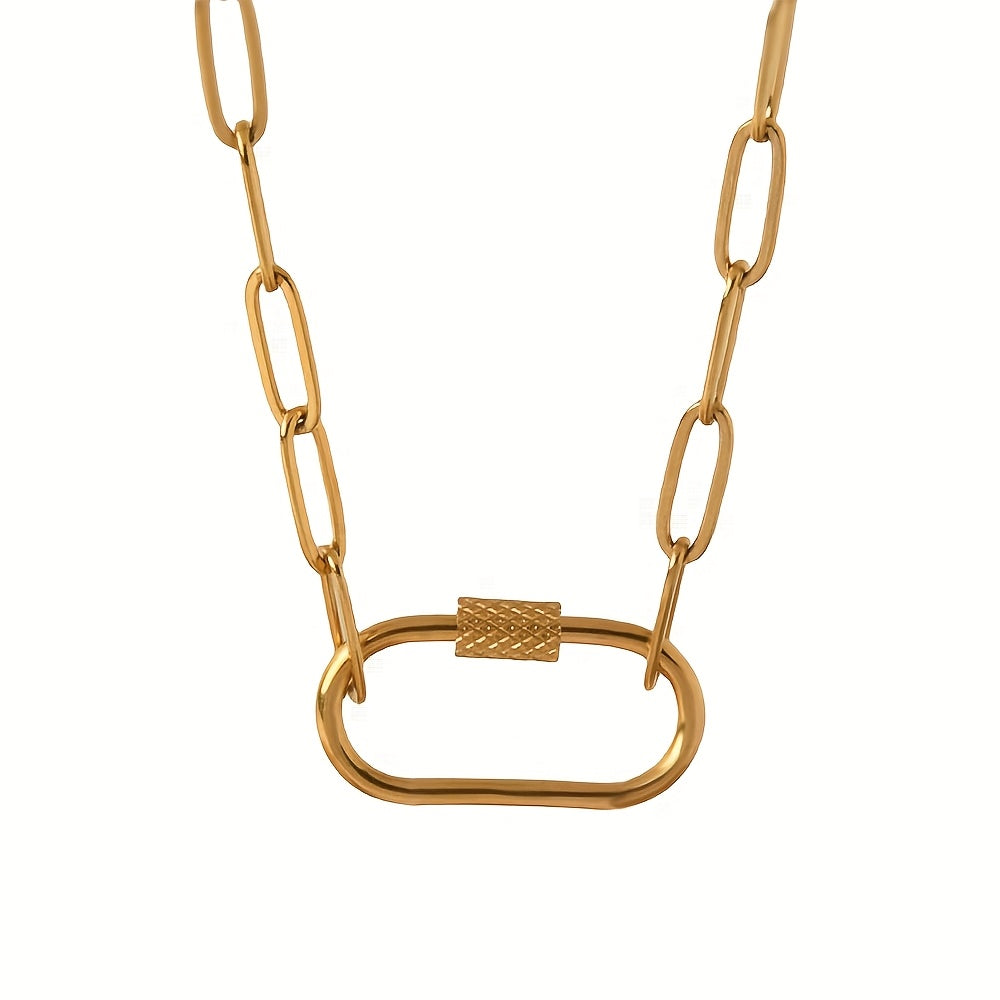 TEMU 1pc Elegant Diy Pendant Necklace, Adjustable Titanium Steel Link Chain, Hypoallergenic, & Gift-, Includes Gift Box - Ideal For Valentine's,