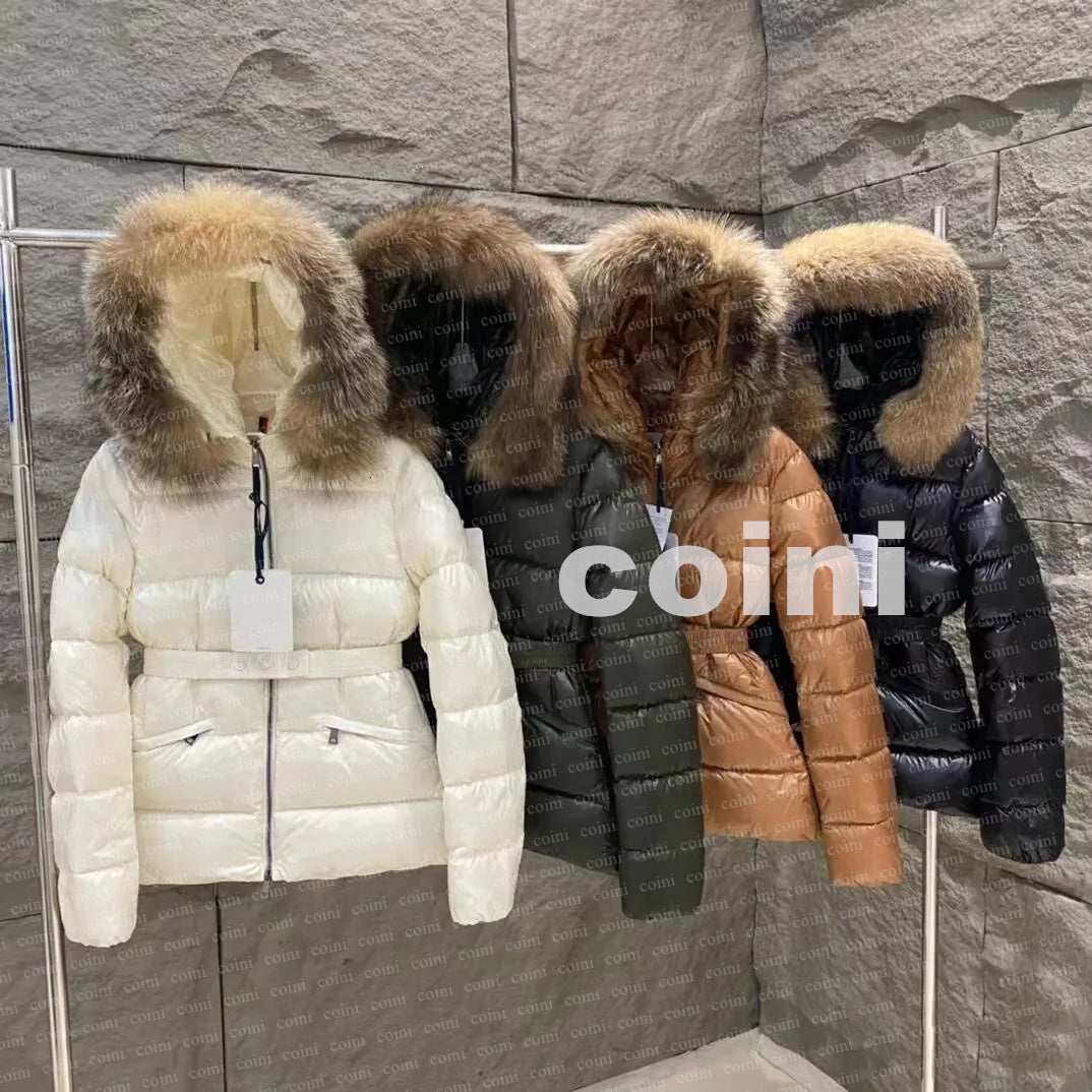 Womans Coat Designer jacket winter boed short down jackets fur coats real raccoon hair collar Puffer jacket women parkas with belt lady cotton coat