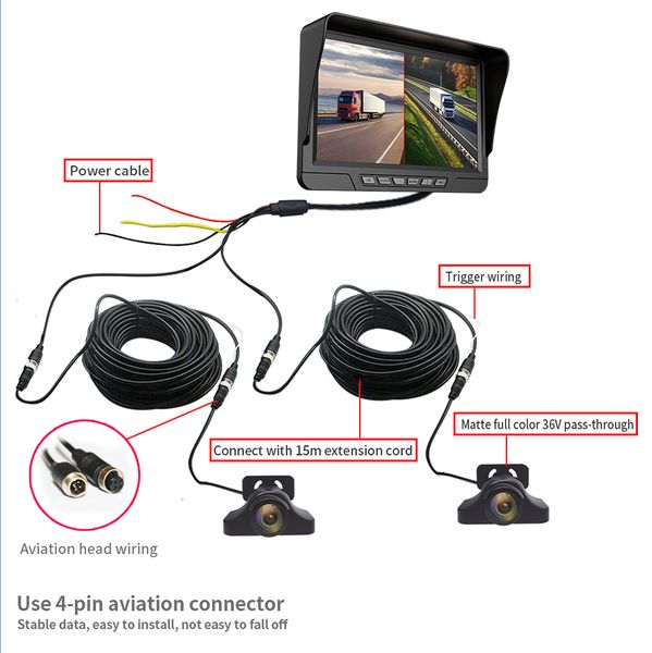 Truck DVR Monitor Dash Camera Rearview System Cam Video Recorder CCTV Vehicle 7 Inch Display For Car Bus Fleet Train