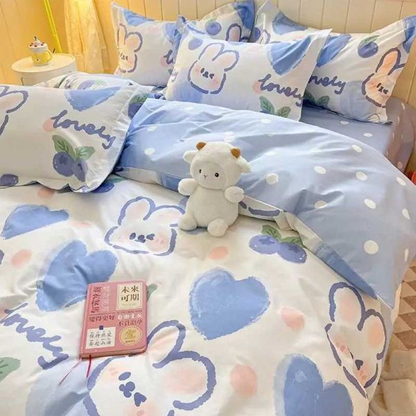 Cute Kids Bedding Set Rabbit Dinosaur No Filler Single Queen Size Duvet Cover Flat Sheet case Girls Boys Comforter Duvet Y250122