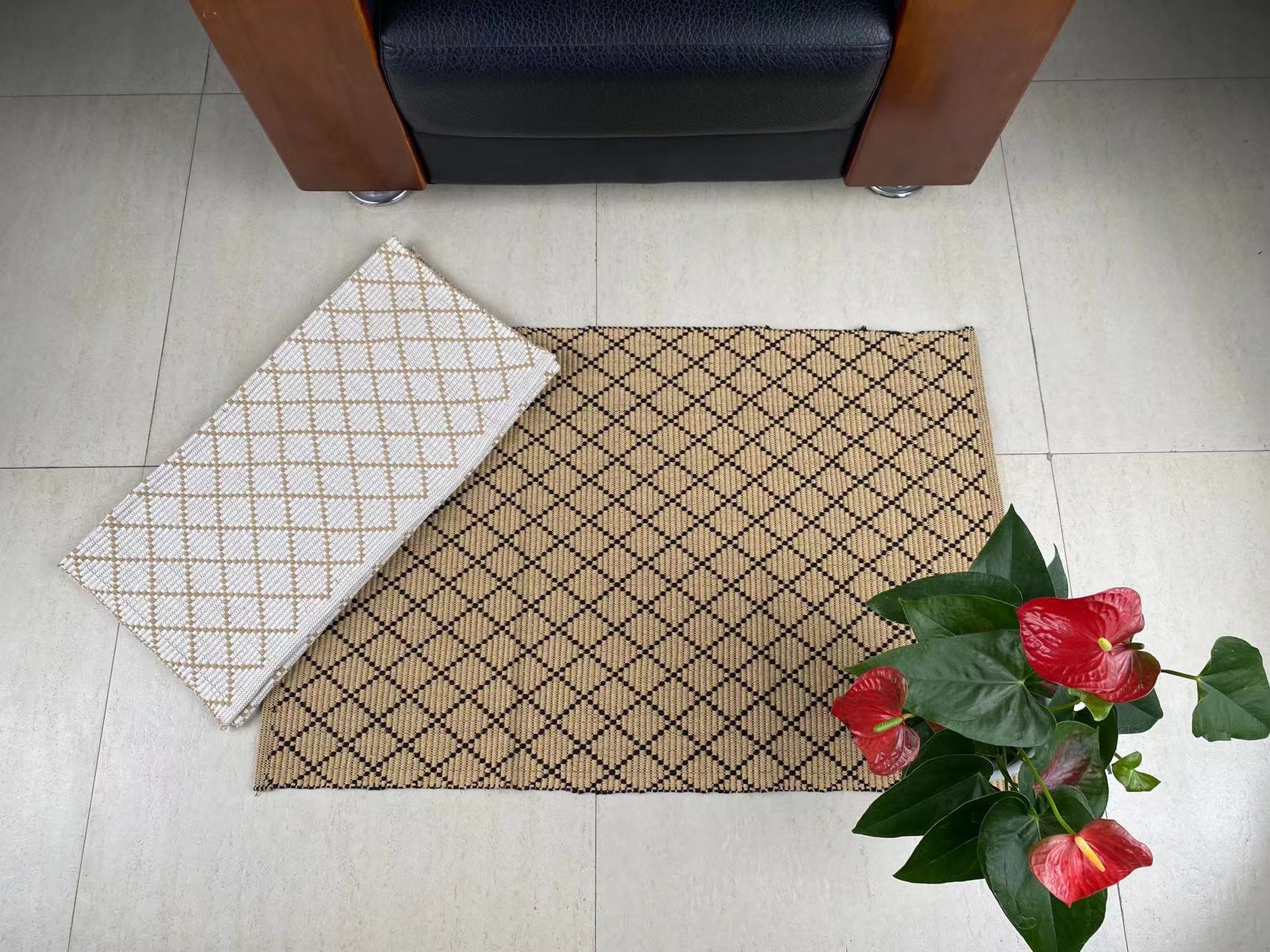 Sophisticated Hand-Woven Cotton Floor Mats - Versatile Design Addition for Modern Living Spaces