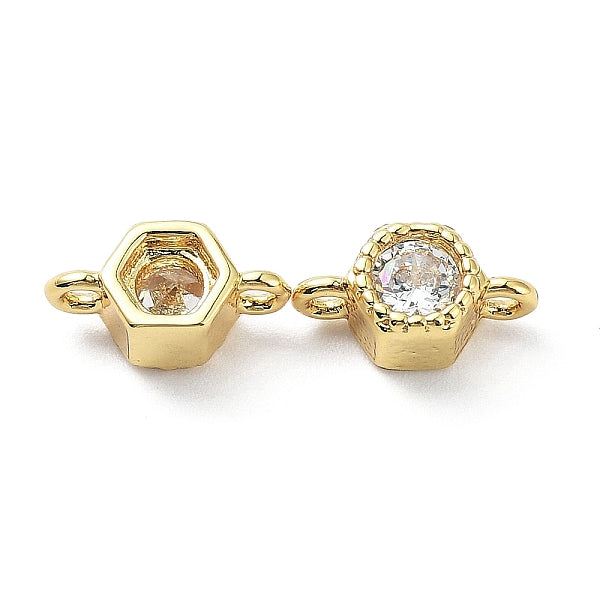 Crémaillère placage laiton pavé clair zircone cubique connecteur breloques