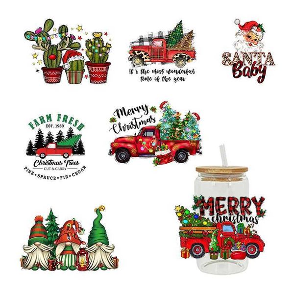 UV DTF Transfer Sticker Christmas Theme For The 16oz Libbey Glasses Wraps Cup Can DIY Waterproof Easy To Use Custom Decals D3549 Y240810