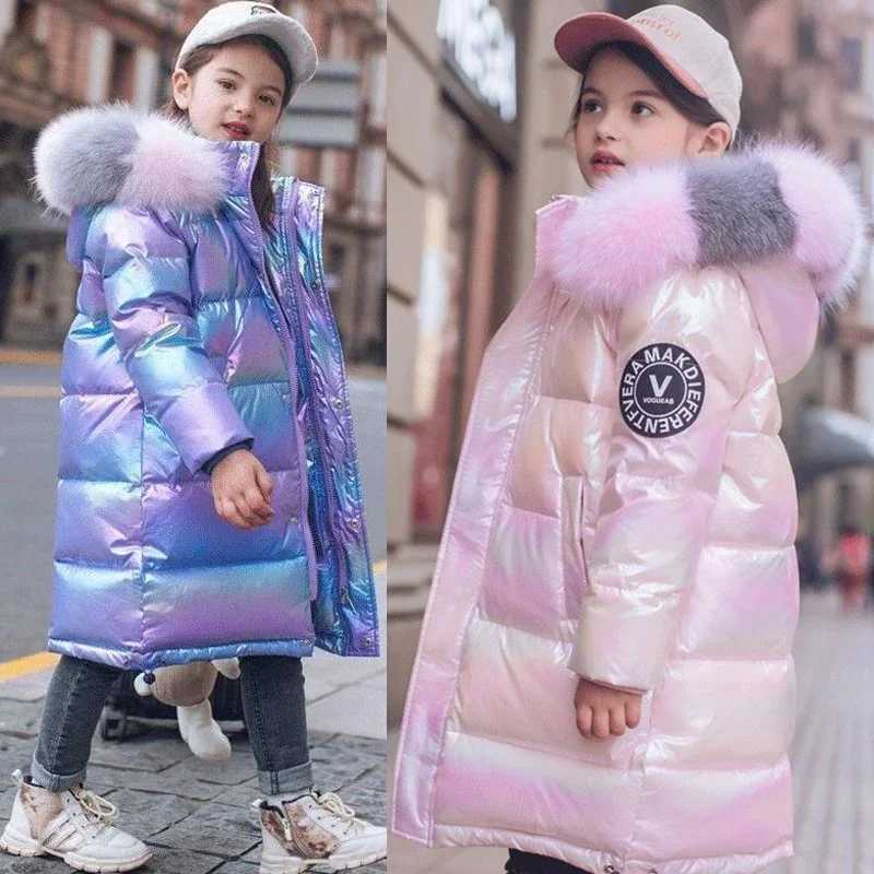 Men&#039;s Down Parkas 3-14 Years Old Winter Boys Girls Jacket Long Style Hooded Fur Collar Colorful Heavy Coat For Kids Children Outerwear z241115