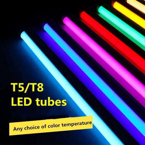 10pcs-lot T5 LED Tubes Integrated Led Color Tube Wall Lamp 30CM 60CM 90CM 120CM Bulb Light Led Red Green Blue Pink Purple Tube For Fresh Foo