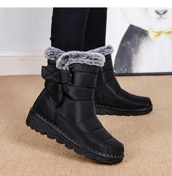 Winter Waterproof for Women New Faux Fur Long Plush Snow Woman Platform Ankle Boots Warm Cotton Couples Shoes d192 Platm