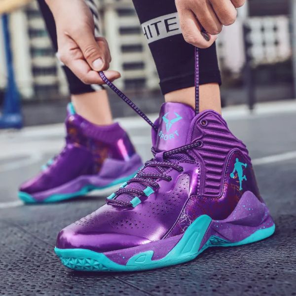 Hot Sale Men's Brand Basketball Shoes Fashion Purple Basketball Sneakers Homens Mulheres Treinando Botas Esportivas Crianças Adultos Athleti