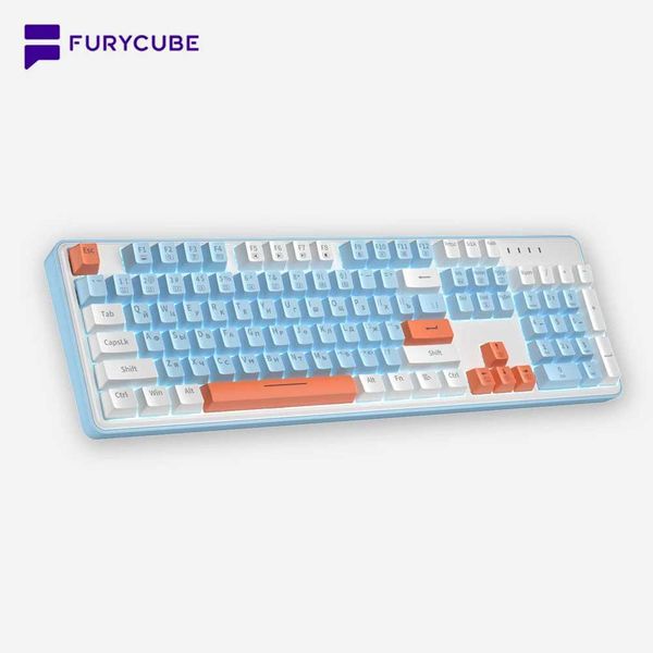 Keyboards FURYCUBE 104 key Russian English mechanical keyboard ZT104 wired silent switch keyboard hot exchange C-type USB game console PC la
