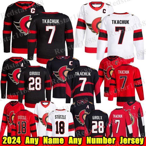 #7 Brady Tkachuk Ottawa Reverse Retro hockey jersey #28 Claude Giroux Tim Stutzle Jakob Chychrun Artem Zub Dominik Kubalik Joonas Korpisalo