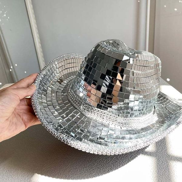 Disco Party Ball Cowgirl Hats Look Stunning In The Cowboy Caps With Mirrored Glass Jewels Mesh Accents Womens Sun Hat 230627