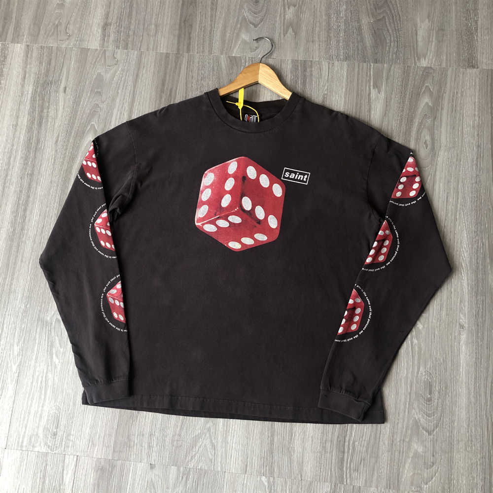 Frog Drift Vintage Saint Michael Fashion Streetwear Dice Printed Loose Oversized Casual Cotton Clothing Tee Tops T Shirt For Men T230806