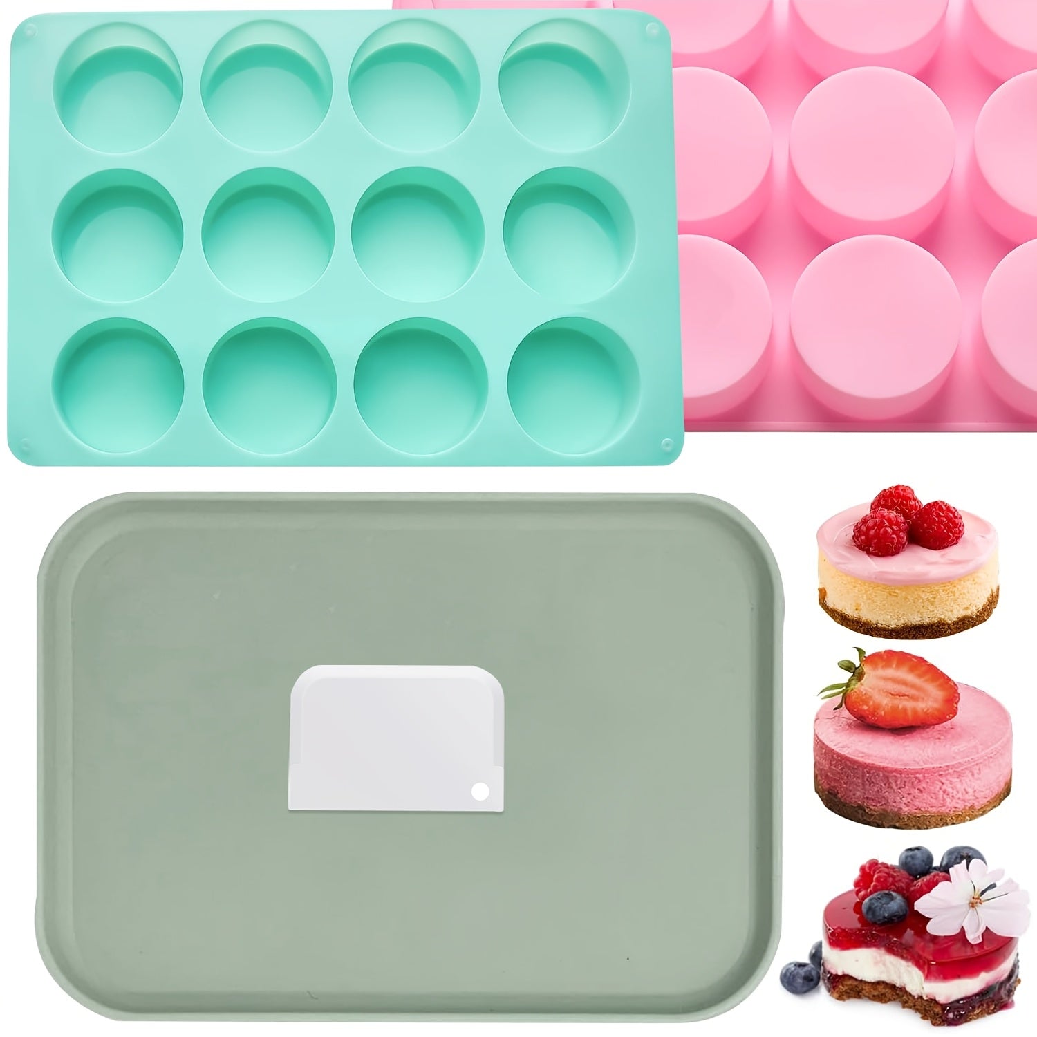 TEMU Round Chocolate Cookie Molds 12-cavity Cylinder Chocolate Cover Cookie Silicone Molds For Diy Cakepucks Candy Pudding Jelly Baking, 2 Silicone