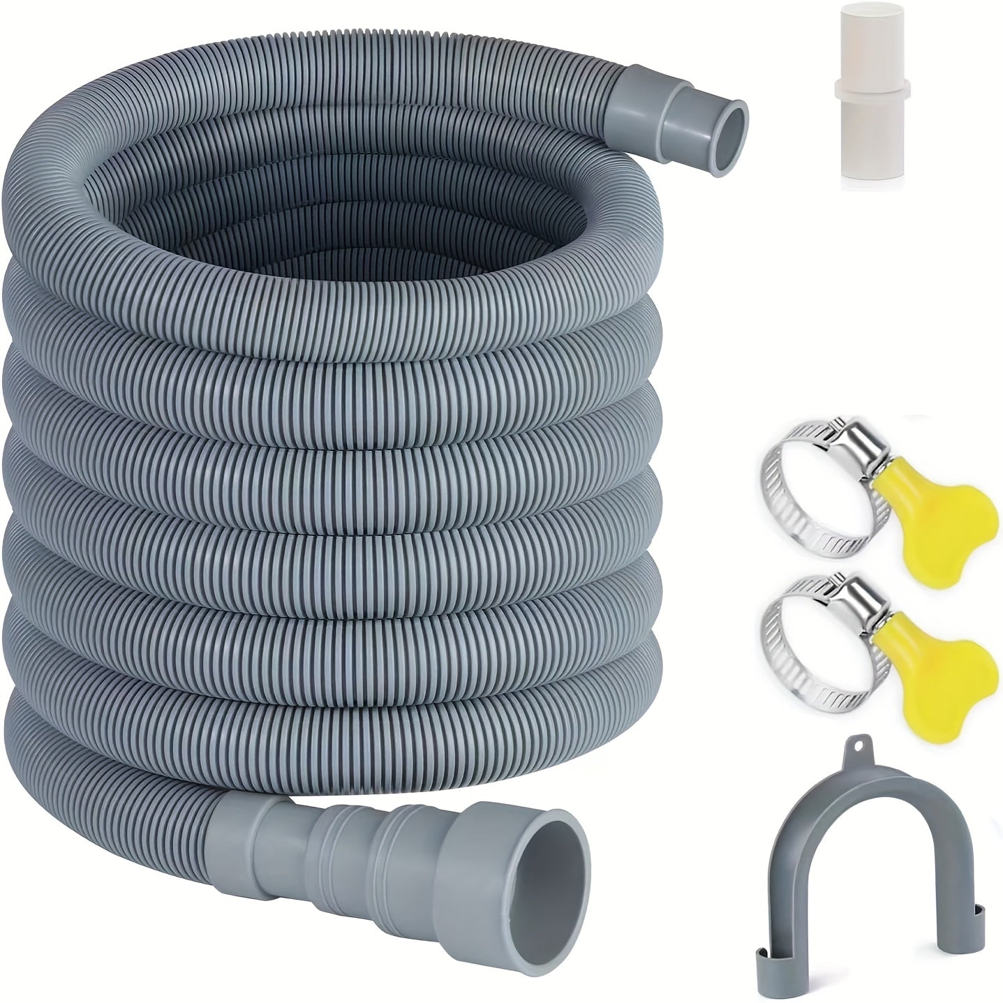 TEMU 13 Feet Washing Machine Drain Hose Universal, Flexible Dishwasher & Washer Drain Hose Extension With 2 Clamps & 1 U-bend Holder