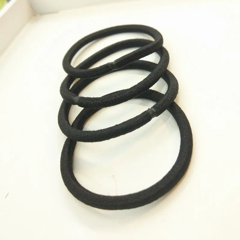 10-50pcs 4mm Mix Color Black No Damage Elastics Hair Ties Bands Leagues Pony Tails Holders for Men Women Girls and Boys Bulk