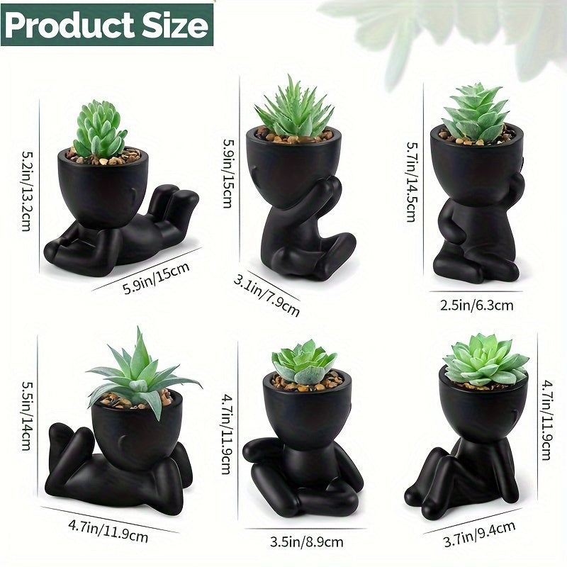 TEMU Collection Of 6 Artificial Succulent Plants In , Decorating Your Bathroom, Home Office, Or Indoor Tables