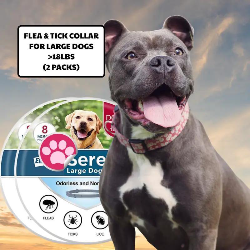 TEMU 2 Packs Large Dog Flea & Tick Collar With Plant-based Formula, Waterproof & Bite-resistant, 8-month Protection, Comfortable & Effective
