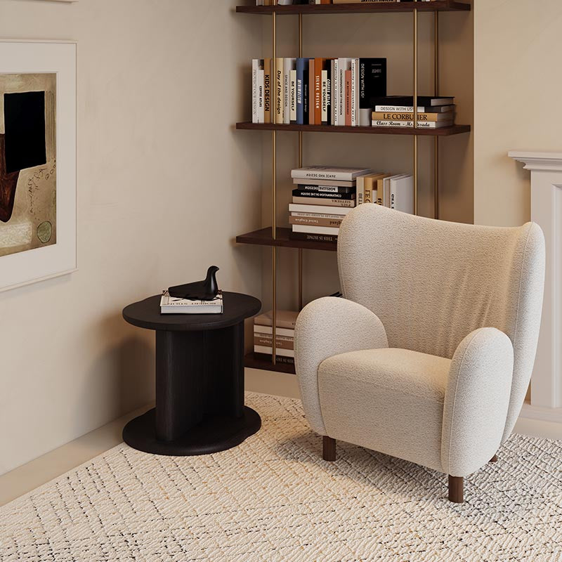 Living Room Furniture Modern Sheep - inspired Beige Fluffy Upholstered Lounge Chair for Living Room & Reading Corners