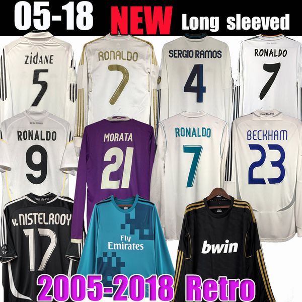 Retro Real MadridS Soccer Jersey long sleeve Football shirts GUTI Ramos SEEDORF CARLOS 10 11 12 13 14 15 16 17 RONALDO ZIDANE RAUL 00 01 02