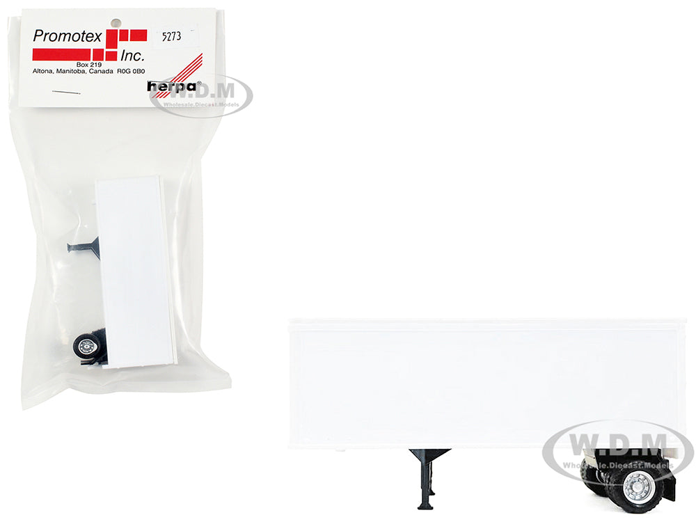 27ft Single-Axle Trailer (No Converter Dolly) White 1-87 (HO) Plastic Model by Promotex