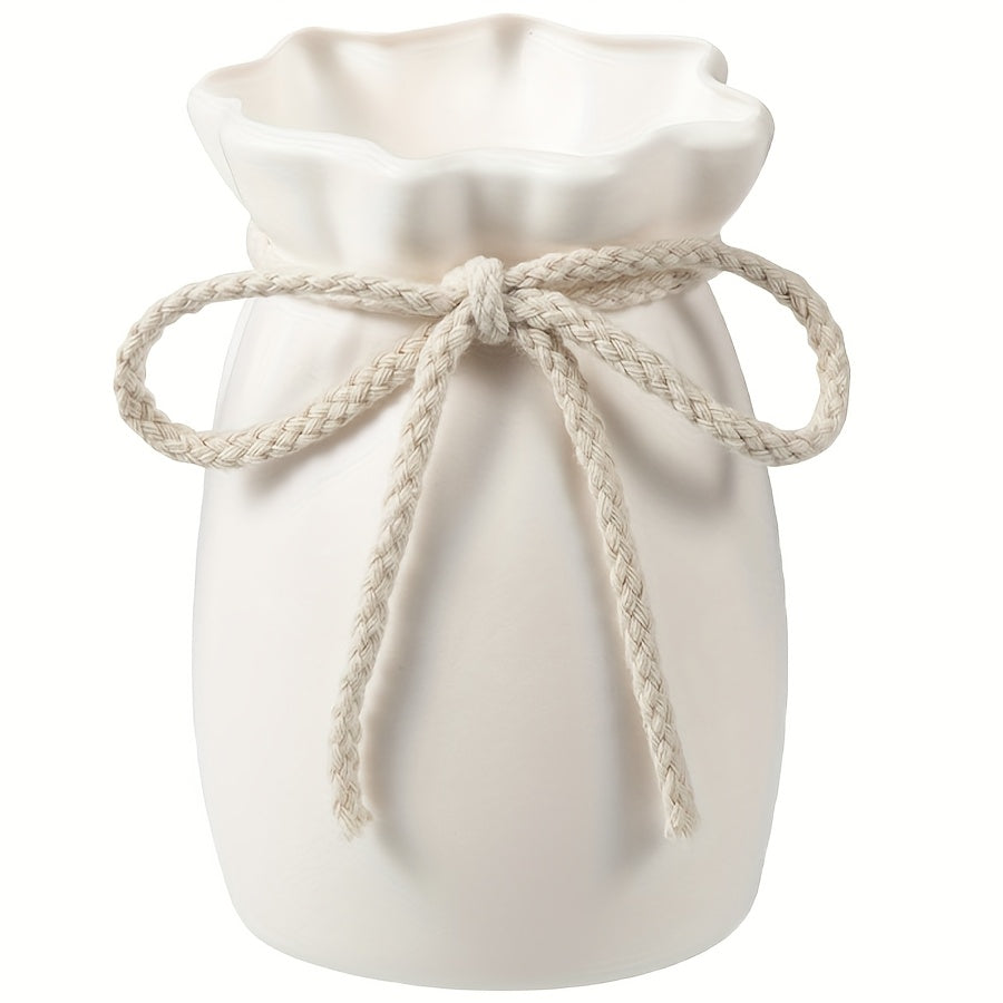 TEMU 1pc Bohemian Matte Pampas Vase - Modern Nordic Style, Round Plastic Decorative Vase For Wedding, Dinner Party, Living Room, Office, Bedroom -