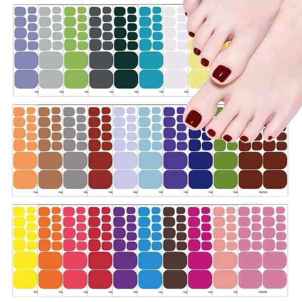 Baking Free European and American Solid Color Toenail Stickers Waterproof Fashion Nail Stickers Manicure DecalsXJ240814