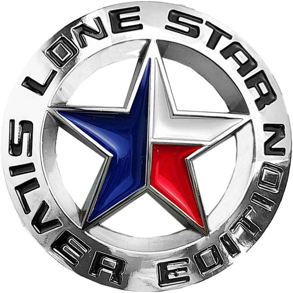 OnlyYou.X Emblem Badge Sier Edition Decal Lone Star Sticker Fit for Universal Pickup 1 Piece Metal Black Chrome