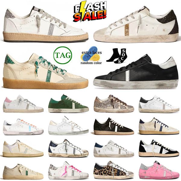 Sneakers Mens Casual Shoes Designer For Women Heels Dirty Triple Black White Golden Silver Glitter Pink Leopard Platform Loafers Star Lace-U