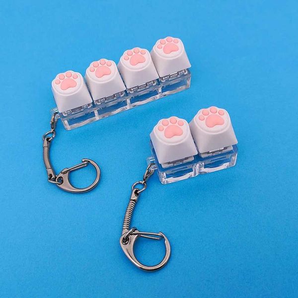 Fingertip Decompression Toy Keys Silicone Soft Cat PS Keychain Key Ring Mobile phone Pendant Accessories Keyboard TappingXJ241129