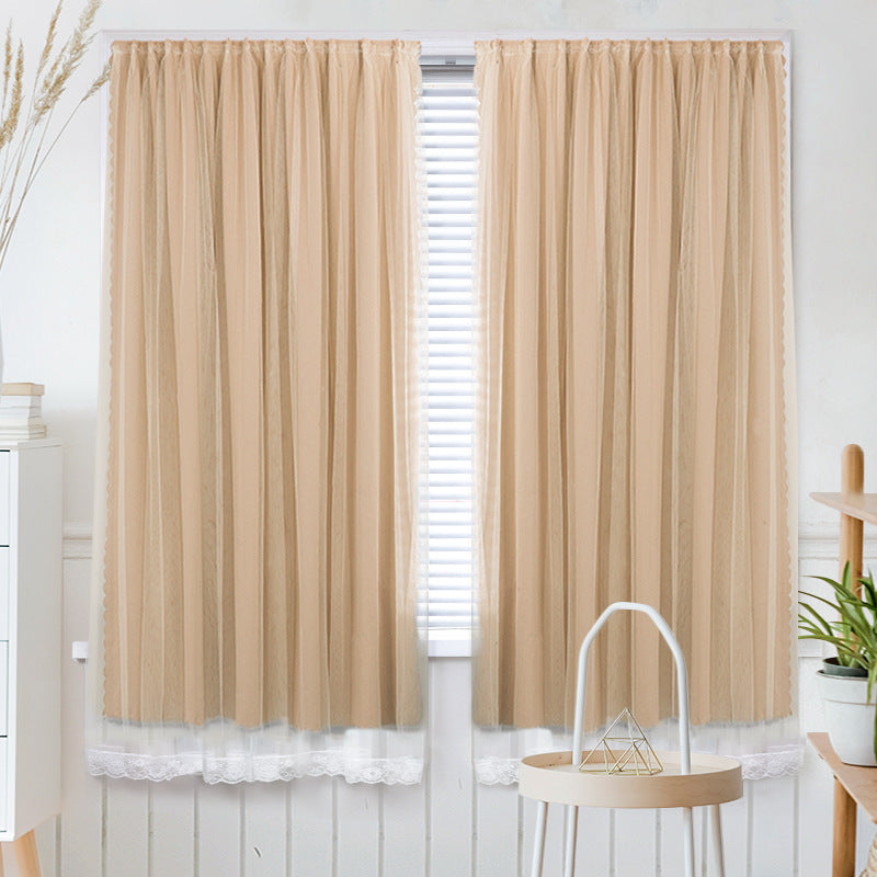 A536 Velcro curtain bedroom blackout free punch installation self-adhesive short sunshade curtain foreign trade