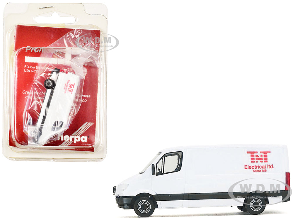 Mercedes-Benz Sprinter Van White "TNT Electrical Ltd." 1-87 (HO) Plastic Model Car by Promotex