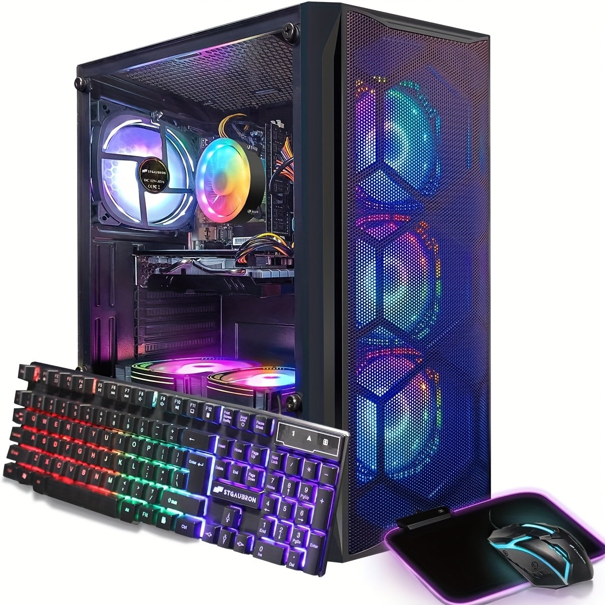 TEMU Stgaubron Gaming Pc Desktop Computer, Core I7 Up To 3.9ghz, Radeon 8g Graphics, 16g , 512g Ssd, Wifi 6, Bluetooth 5.0, Rgb Fan X6, Home