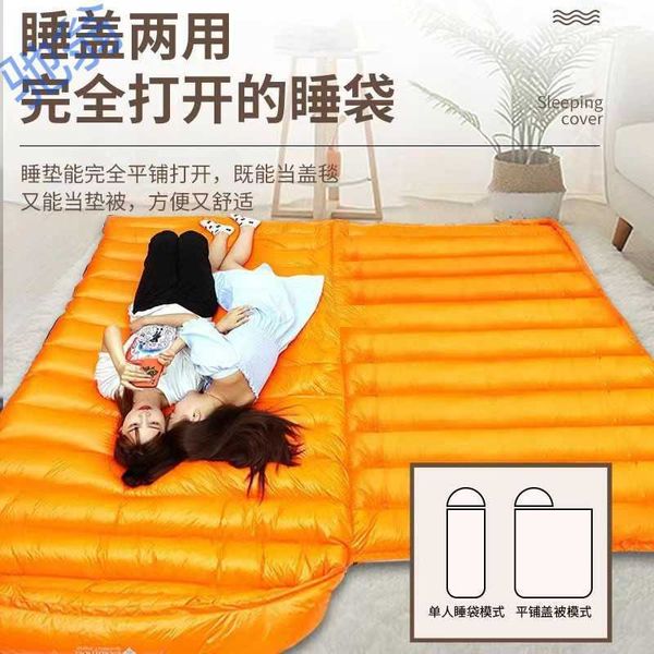 Sleeping Bags ENl Outdoor Camping Double Down Sleeping Bag Goose Down Sleeping Bag Adult Portable -40 C Increased Thickness H240821