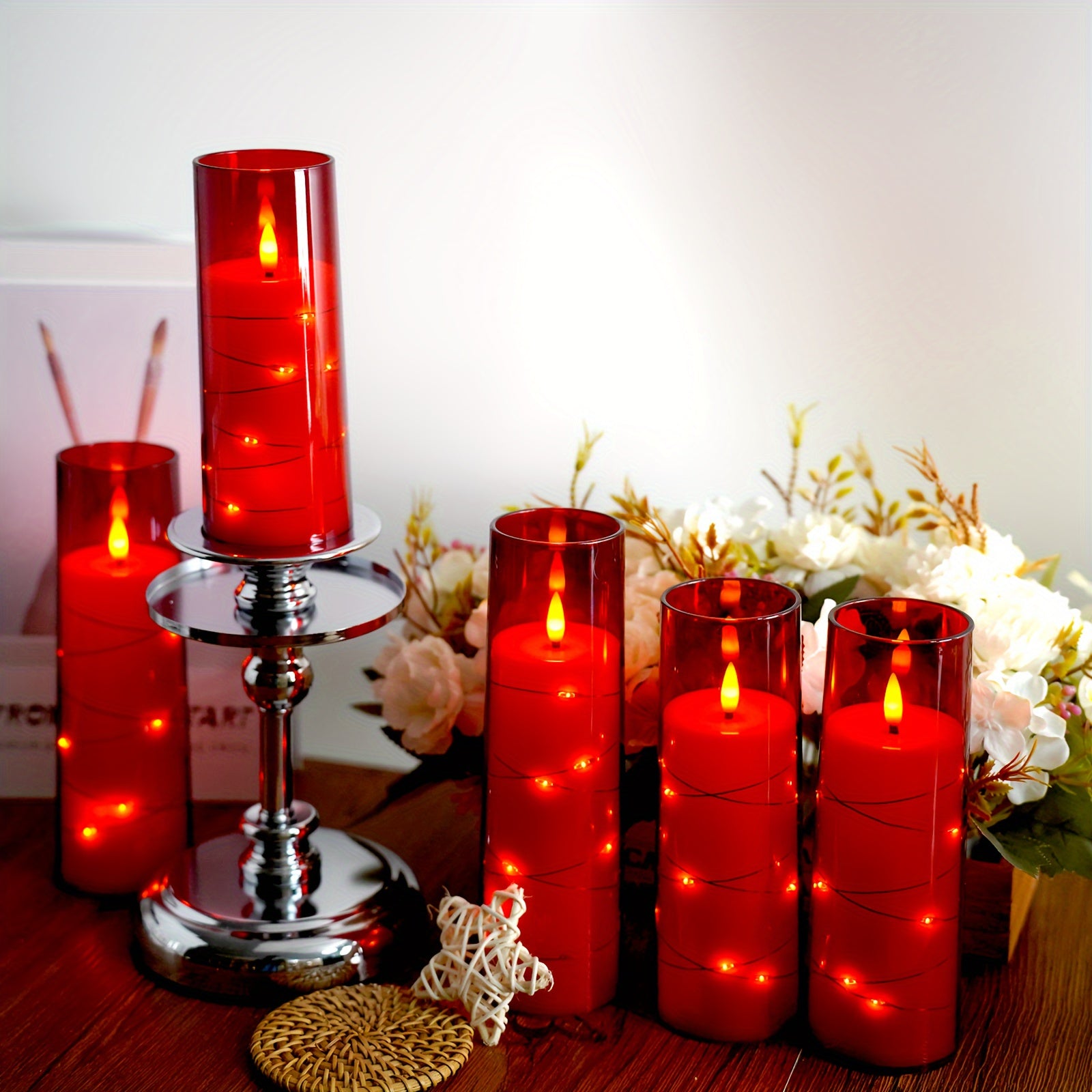 TEMU Kakoya Flameless Candles, With Embedded Star String, Battery Operated Candles Flickering Led Pillar Candles With Remote Control And Timer, Home