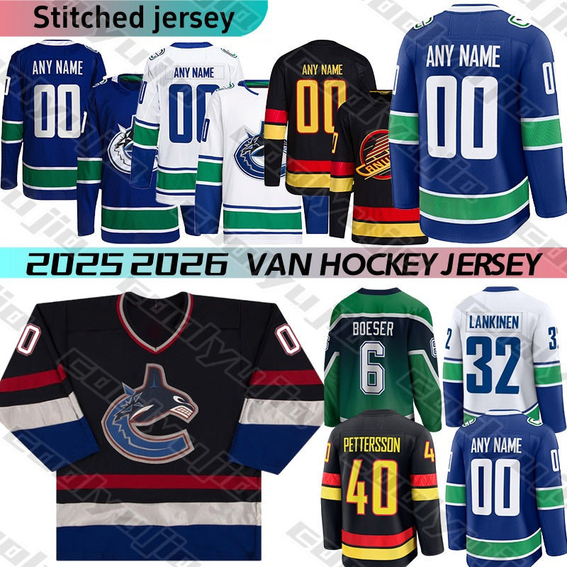 Vancouver Canuckes hockey jerseys #43 Quinn Hughes Jersey Elias #40 Pettersson Boeser jersey Miller Dakota Joshua Kuzmenko Thatcher Demko 2025 mens