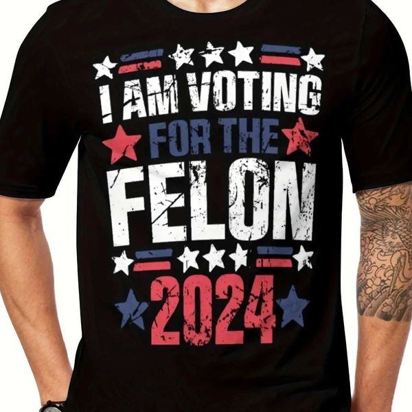 Men&#039;s T-Shirts Unique Convicted Felons Humor Black T-Shirt Funny Political Satire T for Men and Women Soft Comfortable H25103