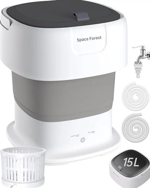 Portable Washing Machine, 15L Mini Washing Machine Washer with Auto-Water, Foldable & Powerful Washer for Apartment, RV, Laundry