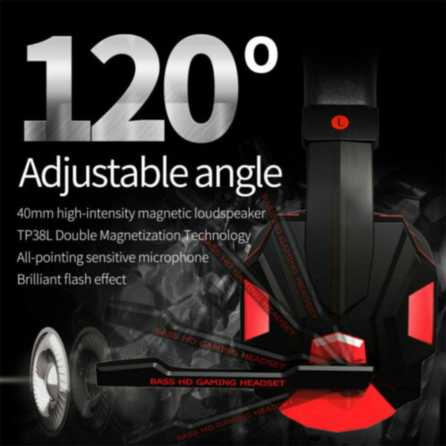 TEMU Headset With Noise-cancelling Microphone, Cool Gaming Ambient Light, Adjustable Headband And Soft Memory Ear Cups, Compatible With Ps4 Pro, Ps5,